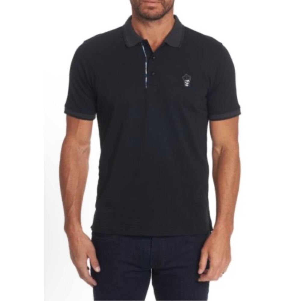 Robert Graham Lucifer Skull Cotton Polo Shirt Black XL